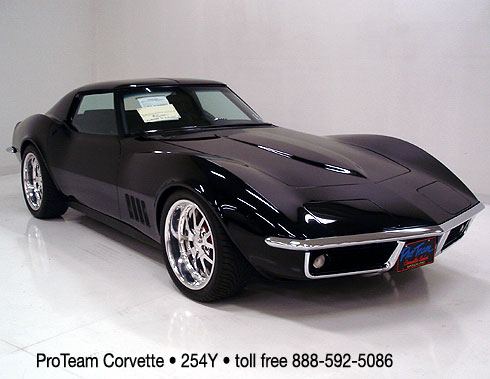 254Y1968 Corvette TTop Black Beauty show car 350350 hp 